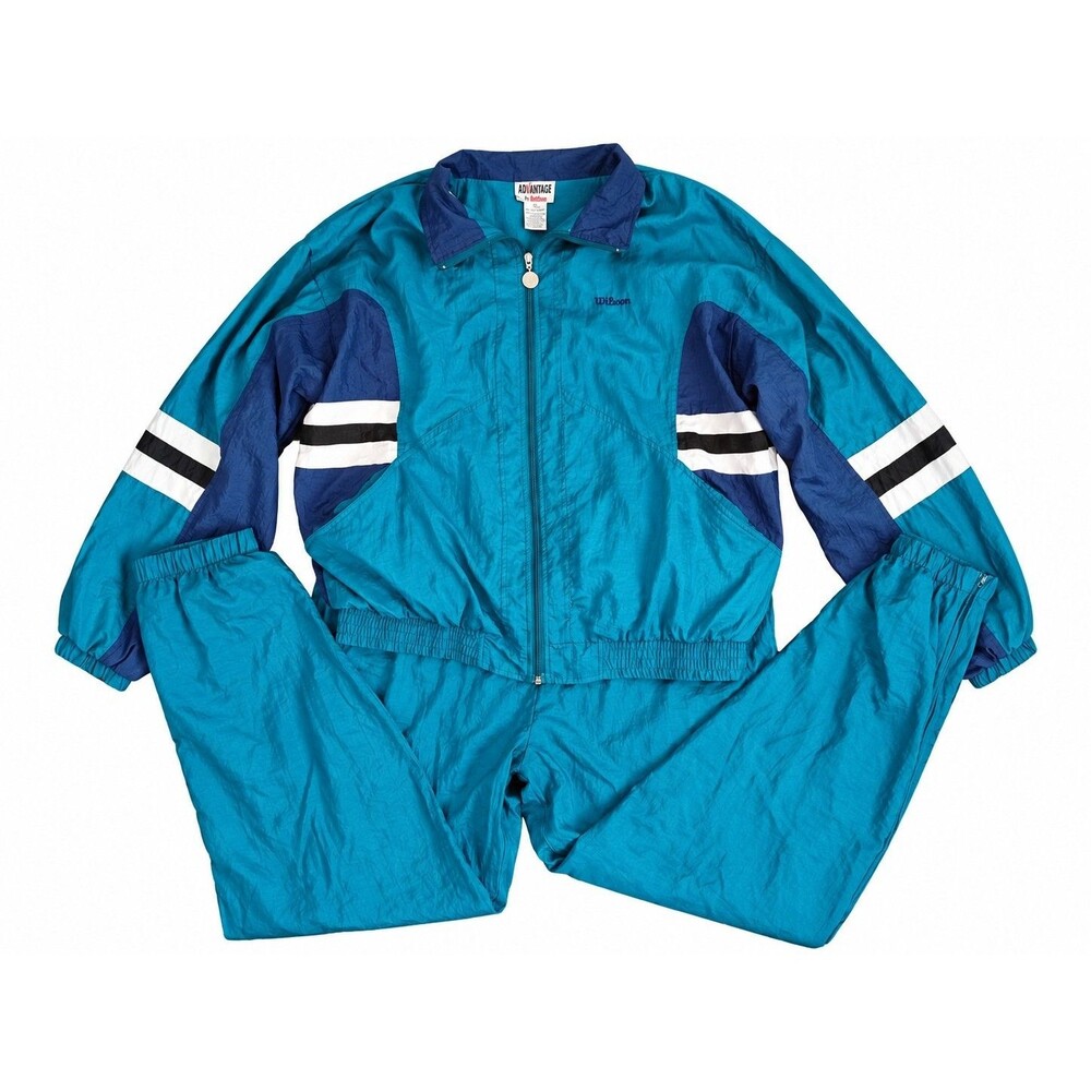 Vintage 1990s Wilson Color Block Nylon 2 Piece Tracksuit Windbreaker Mens XL